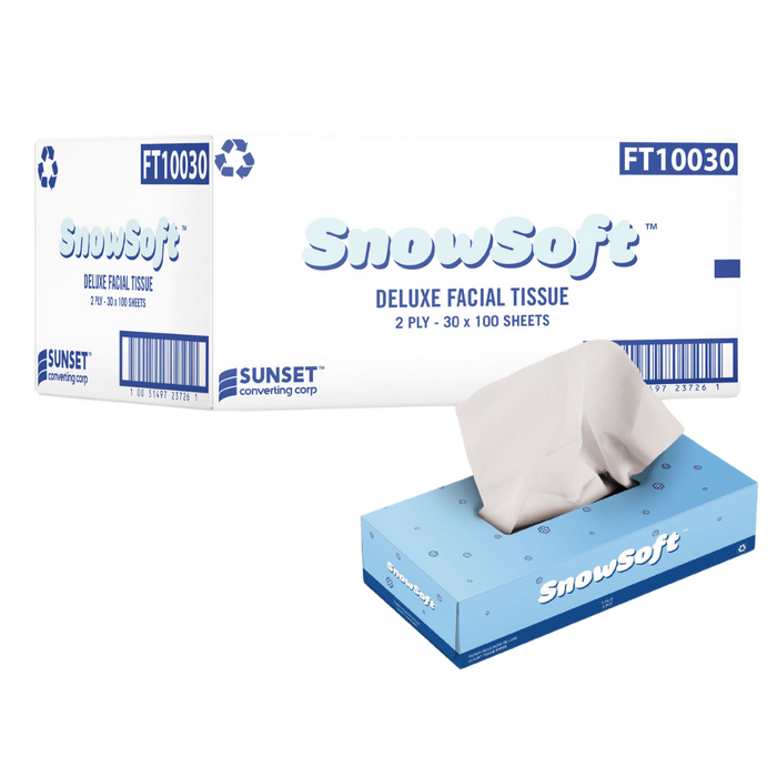 100 sheets, 2 ply Facial Tissue - 30 Boxes