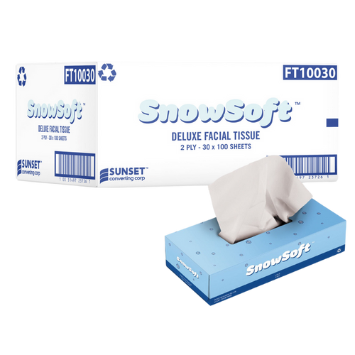 100 sheets, 2 ply Facial Tissue - 30 Boxes