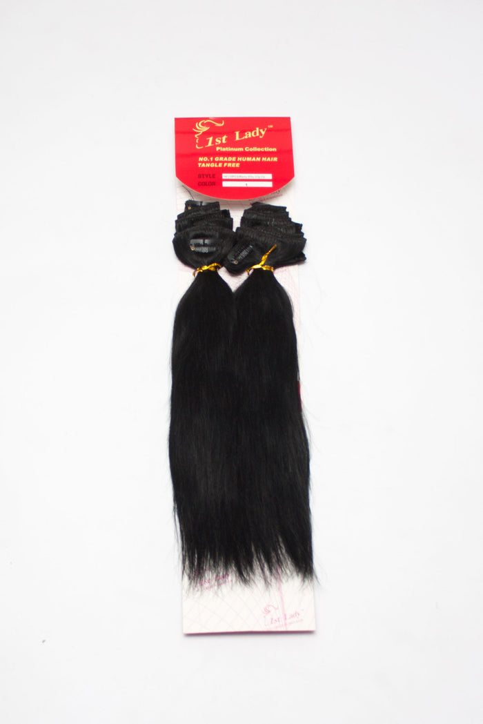 1st Lady Human Hair Remy Clip-On Silky Straight Hair Extensions 14"  (10Pcs) - Elysee Star