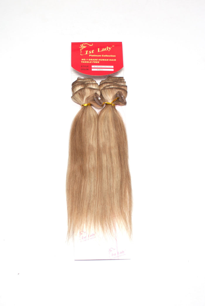 1st Lady Human Hair Remy Clip-On Silky Straight Hair Extensions 14"  (10Pcs) - Elysee Star