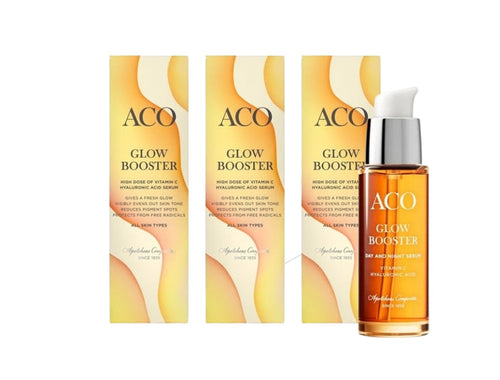 3 × ACO Face Glow Vitamin C Booster 30ml (1.01 fl oz) – Brightening & Hydrating Facial Serum