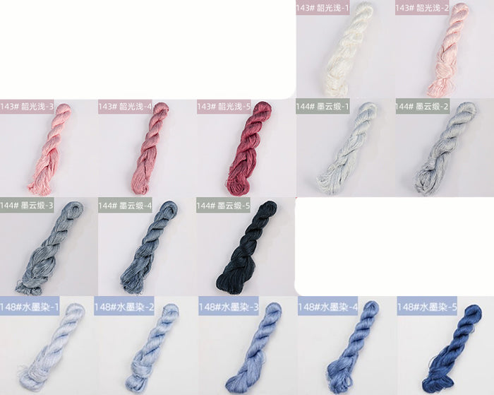 400m Suzhou Embroidery Untwisted Mulberry Silk Thread(Grey and Blue) - Ronghua Threads