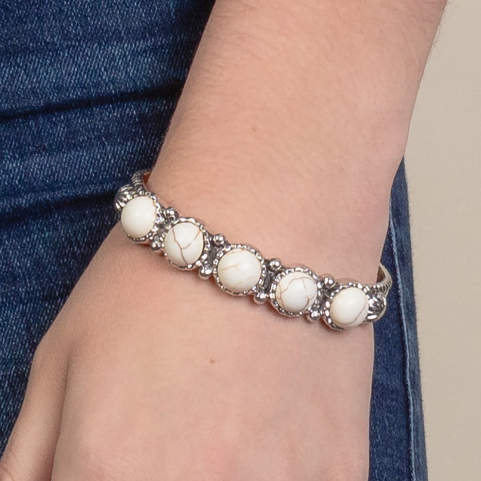 74808 - Squash Blossom Cuff Bracelet - Ivory & Silver