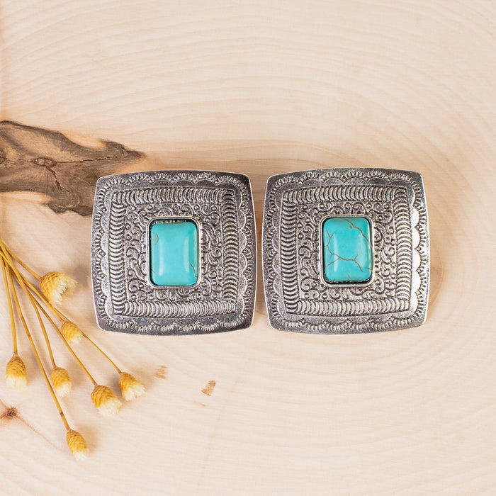 93210 - Western Earrings - Turquoise & Silver