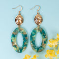 93257 - Oval Acrylic Earrings - Turquoise