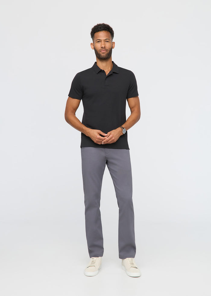 mens breathable black polo full body