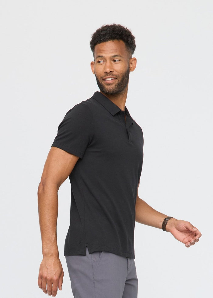 mens breathable black polo side
