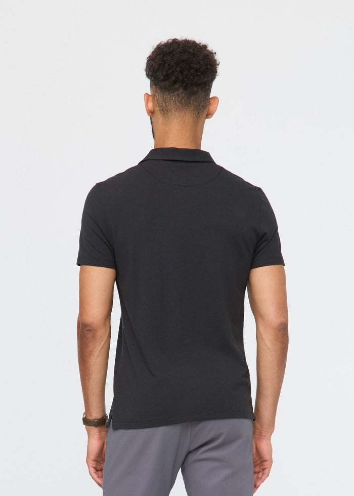 mens breathable black polo back