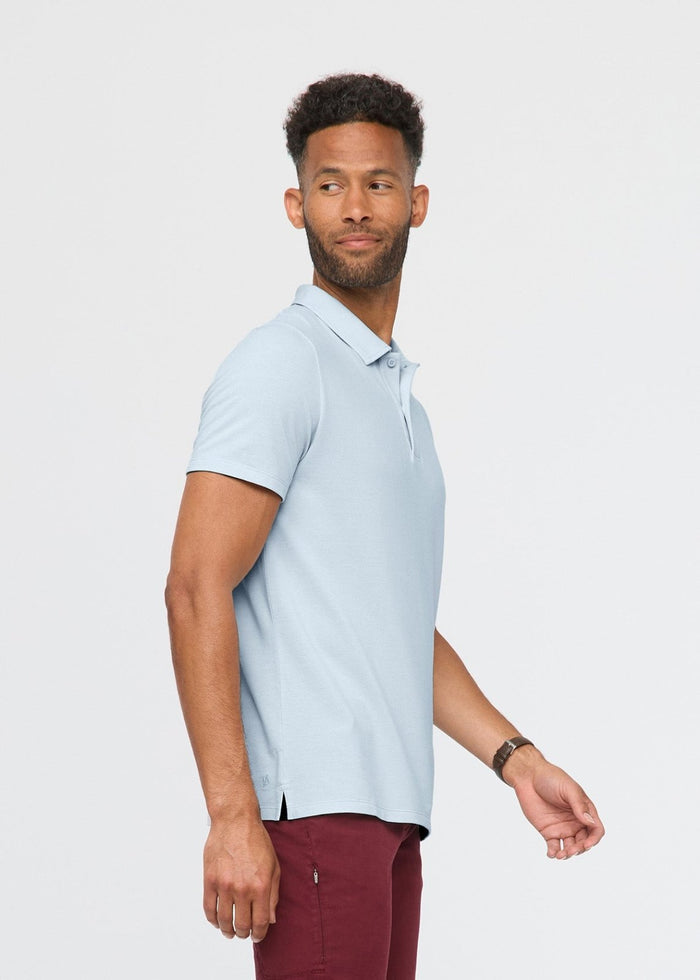 men's breathable light blue polo side