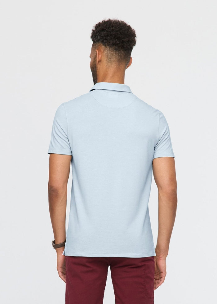 men's breathable light blue polo back