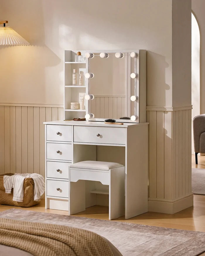 Amya Dressing Table Set [with Sliding Mirror]