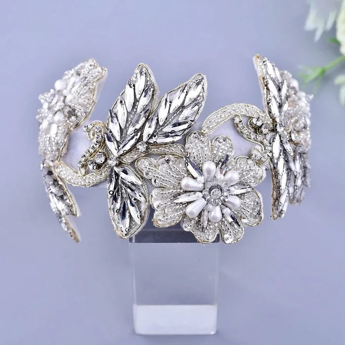 Wedding Hair Accessories - Pearl and Crystal Oversized Bridal Headband