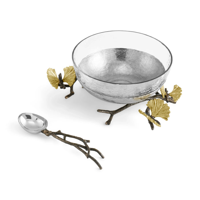 Michael Aram Butterfly Ginkgo Glass Nut Dish w/ Spoon
