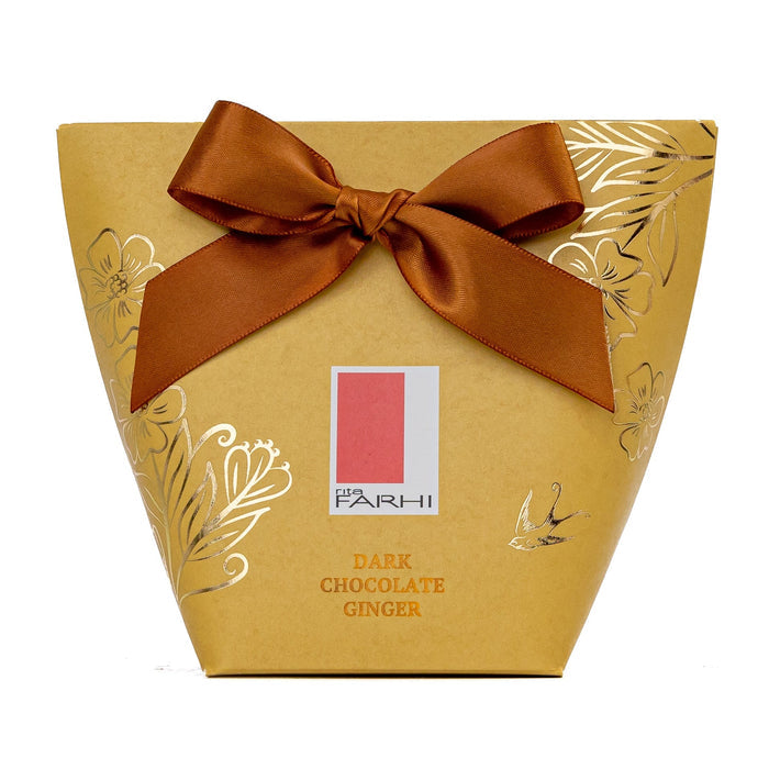 Dark Chocolate Coated Crystallised Gingers in Bow Box, Palm Oil Free, 130g