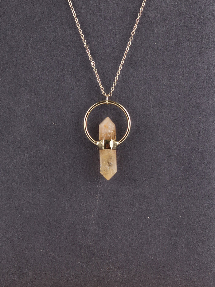 Double Point Amethyst Pendant | Gold-Image 2