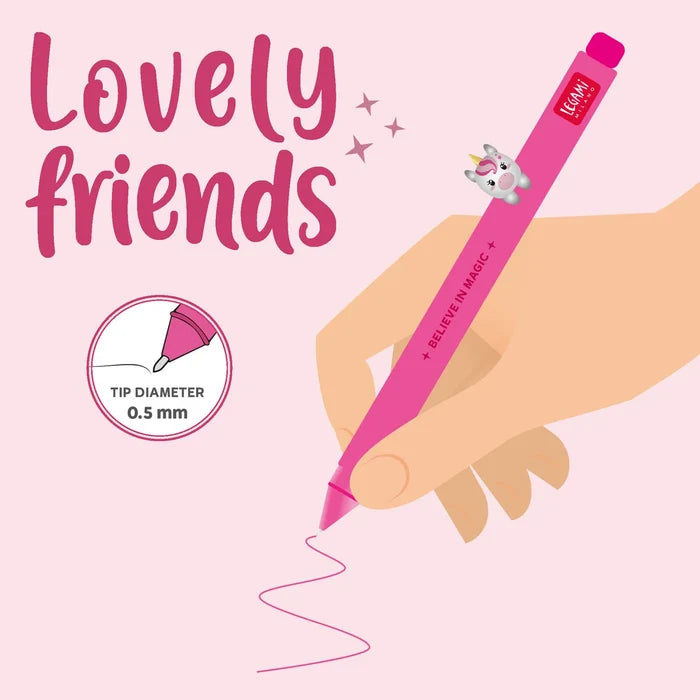 Gel Pen W/Animal Decoration - Unicorn - Details