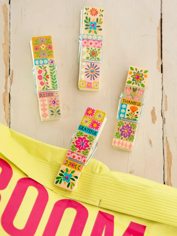 Bag Clips, Set of 4 - Thankful Grateful Blessed-view 2