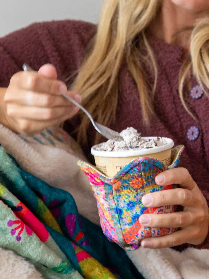 Ice Cream Cozy - Pink Folk Flower Patchwork-view 2