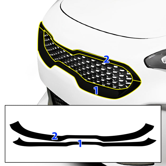 Fits KIA Stringer 2018 - 2023 Vinyl Chrome Delete Grille Blackout Decal Stickers Overlay Film - Bogar Tech Designs