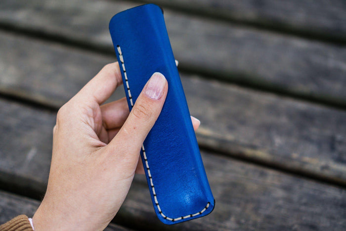 Leather Single Fountain Pen Case / Pen Pouch - Blue
