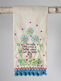 Linen Embroidered Hand Towel - You Make The World Better-view 1