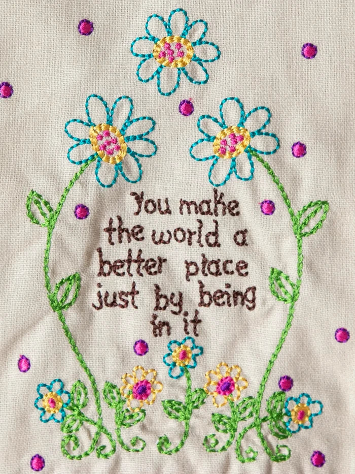 Linen Embroidered Hand Towel - You Make The World Better-view 2