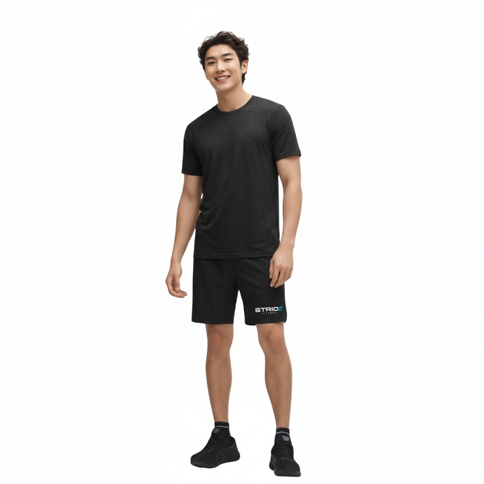 STRIDE Fitness men’s performance shorts black lightweight athletic