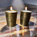 Repurposed Brass Shot Glass Candle Set