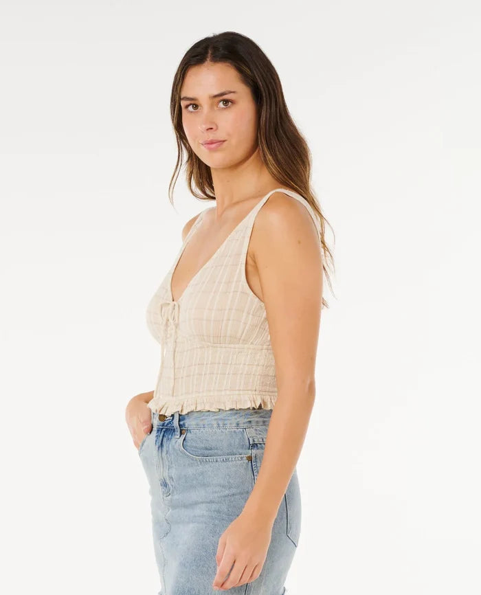 Rip Curl Paradise Check Top - Off White