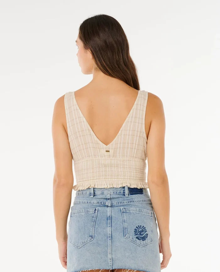 Rip Curl Paradise Check Top - Off White