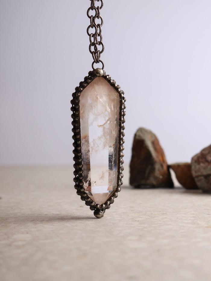 Solder Double Point Pendant | Clear Quartz-Image 1