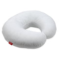 The Support Pod Feeding & Nursing Pillow (Pillow Only) is a white, U-shaped infant feeding pillow with light gray stripes and a small red side tag, perfect for supporting babies during feeding or tummy time.