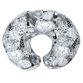 The Support Pod Feeding & Nursing Pillow with Cover features a black and white wild animal print and doubles as both a travel neck pillow and a baby support pillow for versatile use.