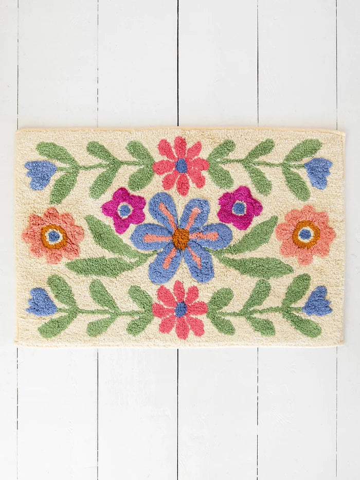 Tufted Cotton Bath Mat - Floral Vines-view 2
