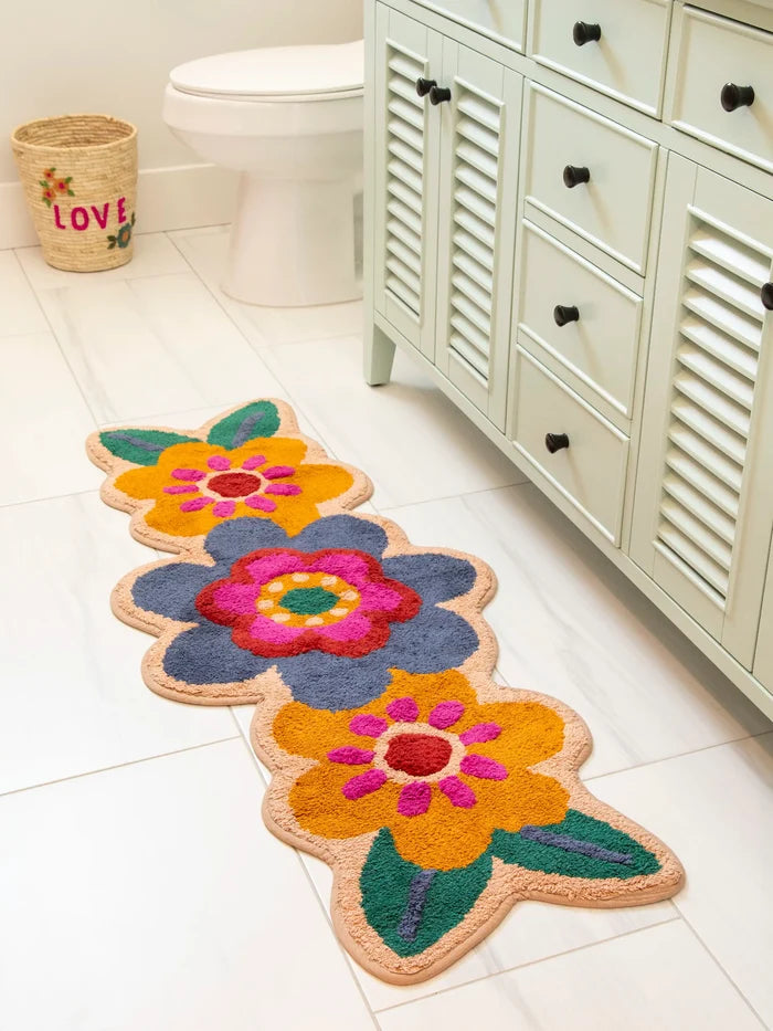 Tufted Runner Bath Mat - Folk Flower-view 1