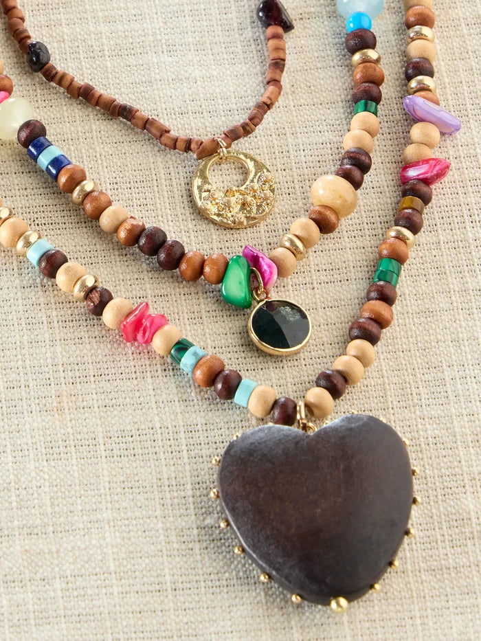 Vintage Wooden Heart Necklace-view 3