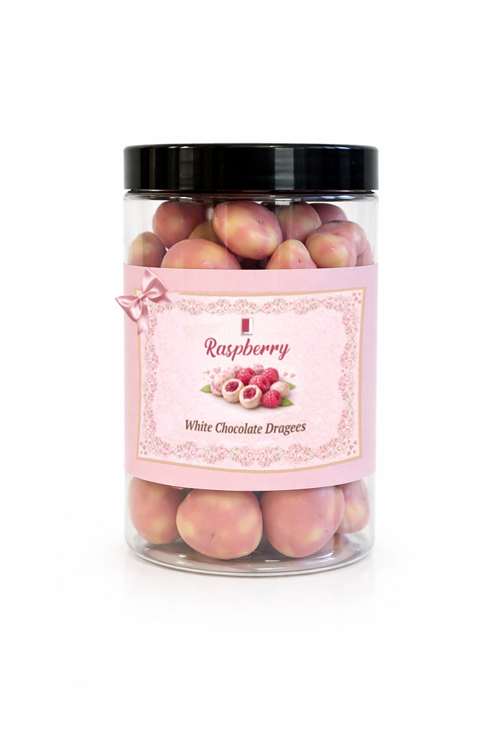 White Chocolate Coated Raspberry, Palm Oil Free, 230g