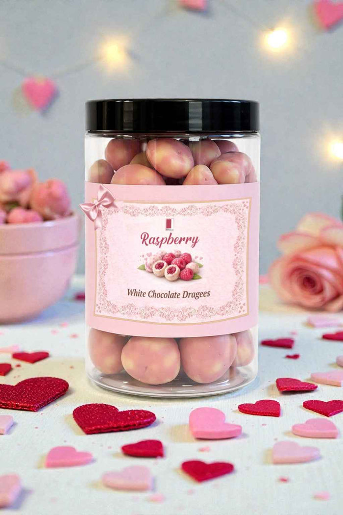 White Chocolate Coated Raspberry, Palm Oil Free, 230g